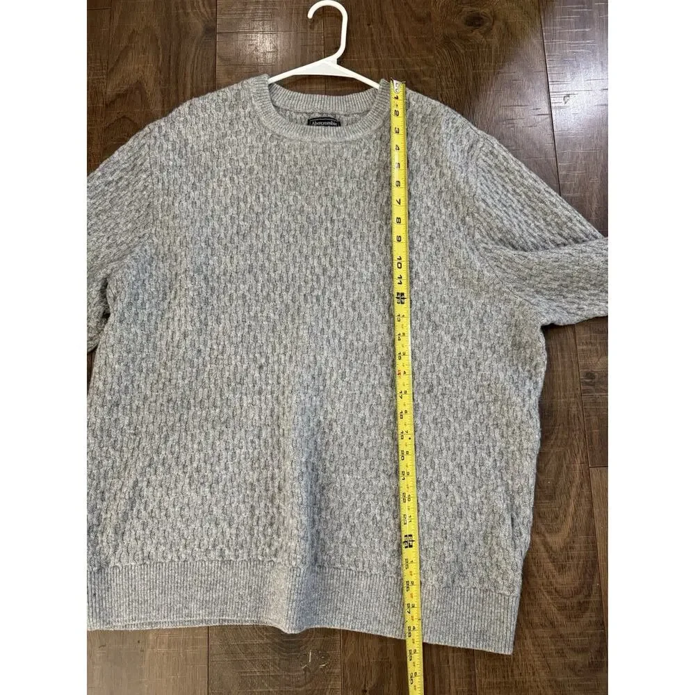 Abercrombie & Fitch Sweater Mens XXL Gray Cable Knit‎ Wool Blend Pullover Warm